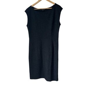 Eileen Fisher dress charcoal gray Black Midi wool sleeveless medium